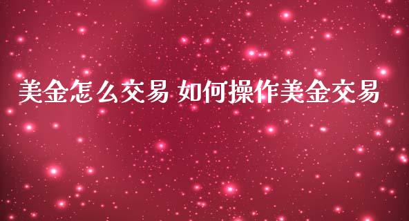 美金怎么交易 如何操作美金交易_https://www.zghnxxa.com_黄金期货_第1张