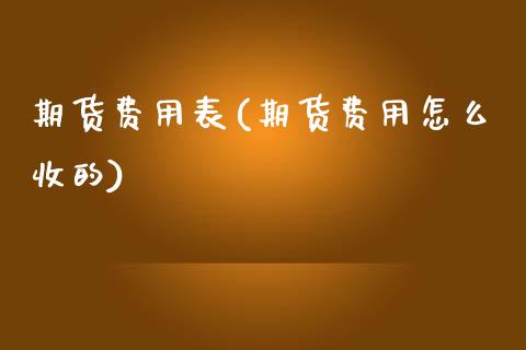 期货费用表(期货费用怎么收的)_https://www.zghnxxa.com_国际期货_第1张