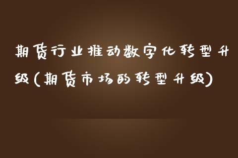 期货行业推动数字化转型升级(期货市场的转型升级)_https://www.zghnxxa.com_内盘期货_第1张