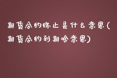 期货合约终止是什么意思(期货合约到期啥意思)_https://www.zghnxxa.com_黄金期货_第1张