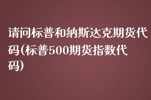 请问标普和纳斯达克期货代码(标普500期货指数代码)_https://www.zghnxxa.com_黄金期货_第1张