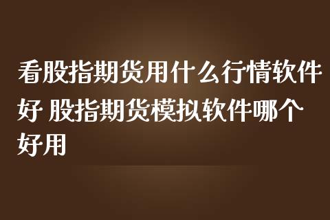 看股指期货用什么行情软件好 股指期货模拟软件哪个好用_https://www.zghnxxa.com_黄金期货_第1张