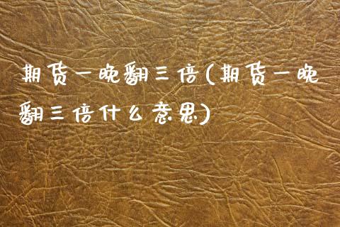 期货一晚翻三倍(期货一晚翻三倍什么意思)_https://www.zghnxxa.com_内盘期货_第1张