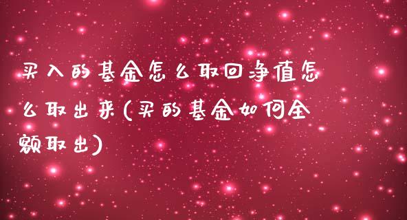 买入的基金怎么取回净值怎么取出来(买的基金如何全额取出)_https://www.zghnxxa.com_内盘期货_第1张