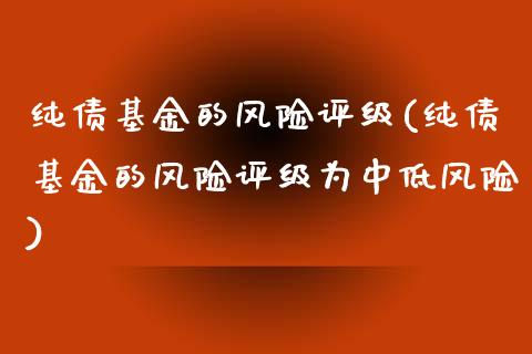 纯债基金的风险评级(纯债基金的风险评级为中低风险)_https://www.zghnxxa.com_国际期货_第1张