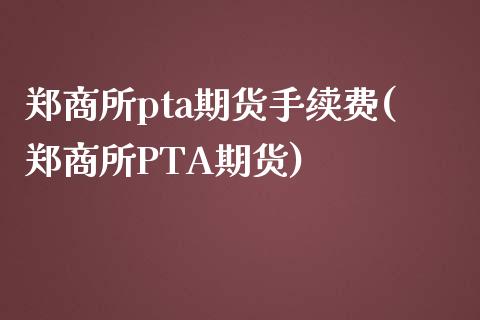 郑商所pta期货手续费(郑商所PTA期货)_https://www.zghnxxa.com_期货直播室_第1张