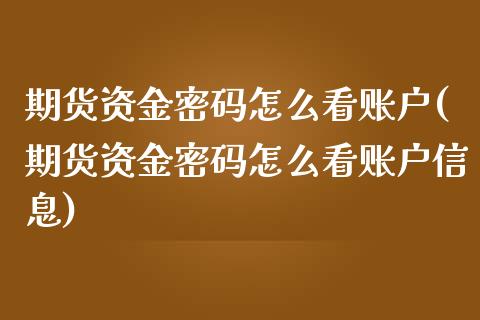 期货资金密码怎么看账户(期货资金密码怎么看账户信息)_https://www.zghnxxa.com_国际期货_第1张