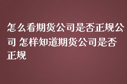 怎么看期货公司是否正规公司 怎样知道期货公司是否正规_https://www.zghnxxa.com_内盘期货_第1张