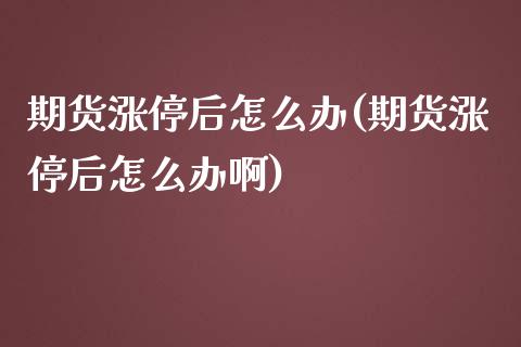 期货涨停后怎么办(期货涨停后怎么办啊)_https://www.zghnxxa.com_内盘期货_第1张