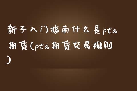 新手入门指南什么是pta期货(pta期货交易规则)_黄金期货_第1张_期货直播室 新手入门指南什么是pta期货(pta期货交易规则)_https://www.zghnxxa.com_黄金期货_第1张