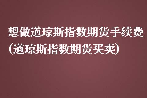 想做道琼斯指数期货手续费(道琼斯指数期货买卖)_https://www.zghnxxa.com_期货直播室_第1张