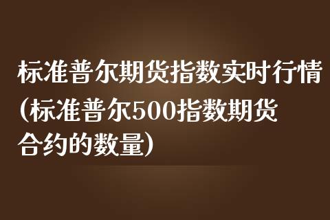 标准普尔期货指数实时行情(标准普尔500指数期货合约的数量)_https://www.zghnxxa.com_黄金期货_第1张