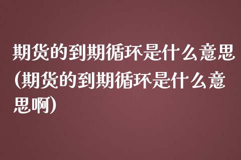 期货的到期循环是什么意思(期货的到期循环是什么意思啊)_https://www.zghnxxa.com_黄金期货_第1张