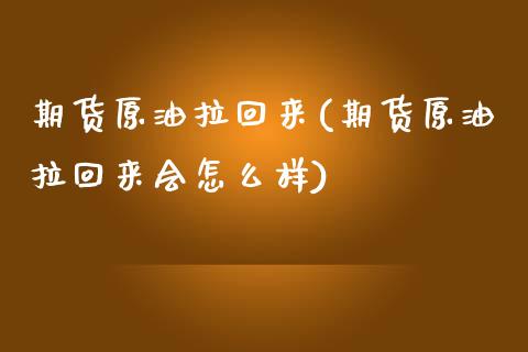 期货原油拉回来(期货原油拉回来会怎么样)_https://www.zghnxxa.com_国际期货_第1张