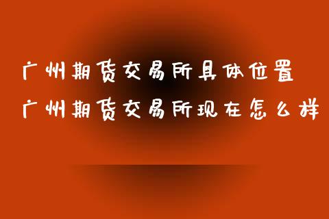 广州期货交易所具体位置 广州期货交易所现在怎么样_https://www.zghnxxa.com_黄金期货_第1张
