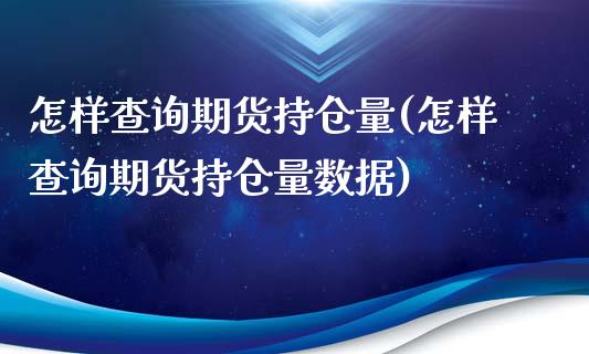 怎样查询期货持仓量(怎样查询期货持仓量数据)_https://www.zghnxxa.com_内盘期货_第1张
