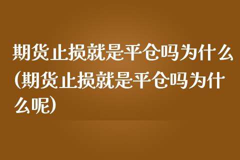期货止损就是平仓吗为什么(期货止损就是平仓吗为什么呢)_https://www.zghnxxa.com_国际期货_第1张