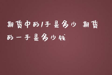期货中的1手是多少 期货的一手是多少钱_https://www.zghnxxa.com_黄金期货_第1张