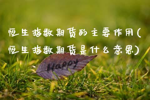 恒生指数期货的主要作用(恒生指数期货是什么意思)_https://www.zghnxxa.com_内盘期货_第1张