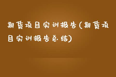 期货项目实训报告(期货项目实训报告总结)_https://www.zghnxxa.com_国际期货_第1张