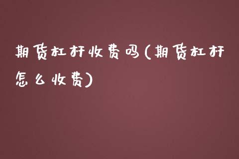期货杠杆收费吗(期货杠杆怎么收费)_https://www.zghnxxa.com_期货直播室_第1张