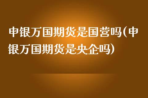 申银万国期货是国营吗(申银万国期货是央企吗)_https://www.zghnxxa.com_期货直播室_第1张