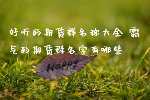 好听的期货群名称大全 霸气的期货群名字有哪些_https://www.zghnxxa.com_国际期货_第1张
