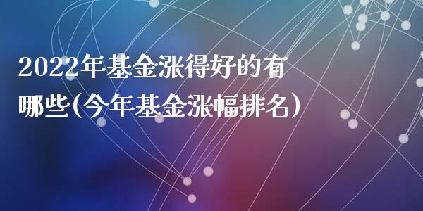 2022年基金涨得好的有哪些(今年基金涨幅排名)_国际期货_第1张_期货直播室 2022年基金涨得好的有哪些(今年基金涨幅排名)_https://www.zghnxxa.com_国际期货_第1张