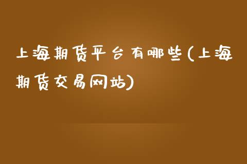 上海期货平台有哪些(上海期货交易网站)_https://www.zghnxxa.com_国际期货_第1张