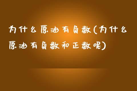 为什么原油有负数(为什么原油有负数和正数呢)_https://www.zghnxxa.com_内盘期货_第1张