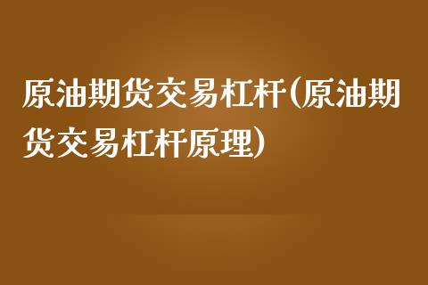 原油期货交易杠杆(原油期货交易杠杆原理)_https://www.zghnxxa.com_期货直播室_第1张