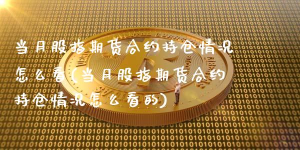 当月股指期货合约持仓情况怎么看(当月股指期货合约持仓情况怎么看的)_https://www.zghnxxa.com_黄金期货_第1张