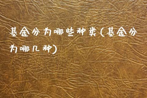 基金分为哪些种类(基金分为哪几种)_https://www.zghnxxa.com_黄金期货_第1张