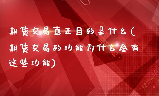 期货交易真正目的是什么(期货交易的功能为什么会有这些功能)_https://www.zghnxxa.com_国际期货_第1张