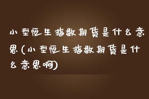 小型恒生指数期货是什么意思(小型恒生指数期货是什么意思啊)_https://www.zghnxxa.com_内盘期货_第1张