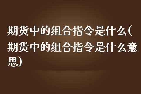 期货中的组合指令是什么(期货中的组合指令是什么意思)_黄金期货_第1张_期货直播室 期货中的组合指令是什么(期货中的组合指令是什么意思)_https://www.zghnxxa.com_黄金期货_第1张