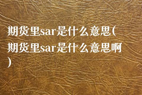 期货里sar是什么意思(期货里sar是什么意思啊)_期货直播室_第1张_期货直播室 期货里sar是什么意思(期货里sar是什么意思啊)_https://www.zghnxxa.com_期货直播室_第1张