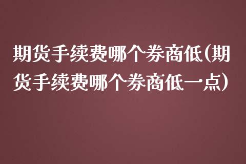 期货手续费哪个券商低(期货手续费哪个券商低一点)_https://www.zghnxxa.com_国际期货_第1张