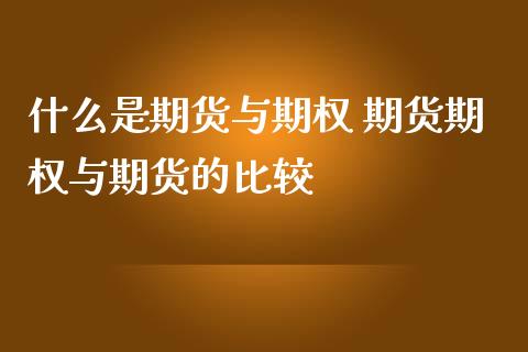 什么是期货与期权 期货期权与期货的比较_https://www.zghnxxa.com_国际期货_第1张