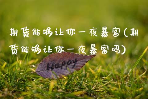 期货能够让你一夜暴富(期货能够让你一夜暴富吗)_https://www.zghnxxa.com_期货直播室_第1张