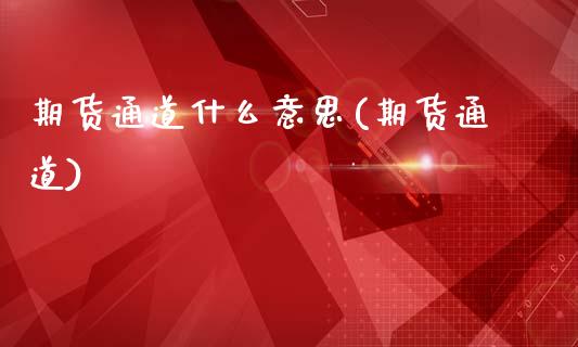 期货通道什么意思(期货通道)_https://www.zghnxxa.com_期货直播室_第1张