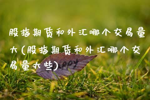 股指期货和外汇哪个交易量大(股指期货和外汇哪个交易量大些)_https://www.zghnxxa.com_国际期货_第1张