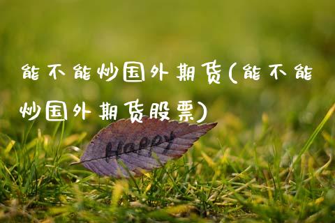 能不能炒国外期货(能不能炒国外期货股票)_https://www.zghnxxa.com_内盘期货_第1张
