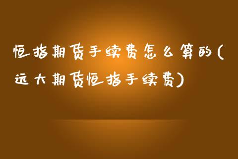 恒指期货手续费怎么算的(远大期货恒指手续费)_https://www.zghnxxa.com_期货直播室_第1张