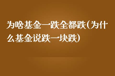 为啥基金一跌全都跌(为什么基金说跌一块跌)_https://www.zghnxxa.com_国际期货_第1张