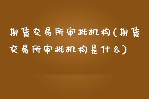 期货交易所审批机构(期货交易所审批机构是什么)_https://www.zghnxxa.com_期货直播室_第1张