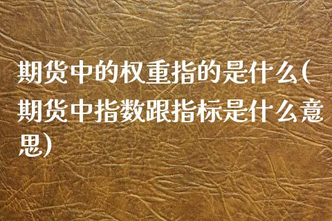 期货中的权重指的是什么(期货中指数跟指标是什么意思)_https://www.zghnxxa.com_国际期货_第1张