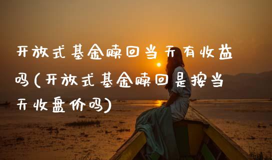 开放式基金赎回当天有收益吗(开放式基金赎回是按当天收盘价吗)_https://www.zghnxxa.com_内盘期货_第1张