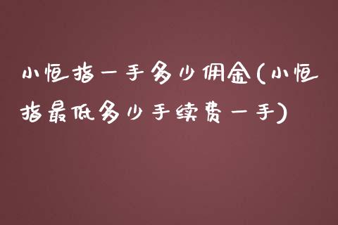 小恒指一手多少佣金(小恒指最低多少手续费一手)_https://www.zghnxxa.com_黄金期货_第1张