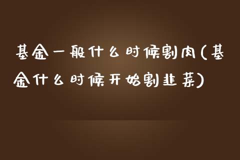 基金一般什么时候割肉(基金什么时候开始割韭菜)_https://www.zghnxxa.com_期货直播室_第1张